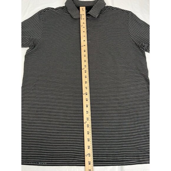 Mack Weldon Pima Cotton Polo Shirt Men's Large Grey Black Striped Stretch Golf - Picture 6 of 9